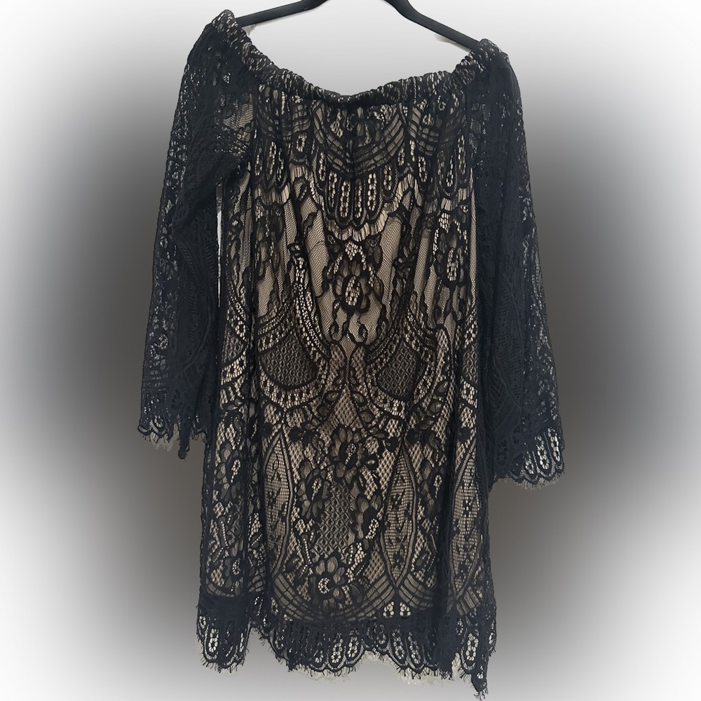 LOVE FIRE Women's Dress Lace Goth Black Off the Shoulder  Dress